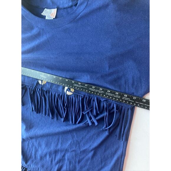 Womens Size 1XL Skirt & Shirt Set Blue w/ Fringe Conchos Western Rodeo Vintage - Picture 5 of 13